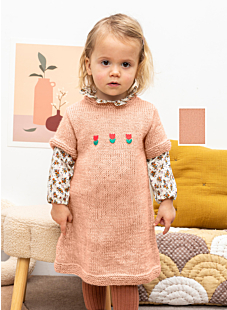 Stocking stitch baby dress with short sleeves