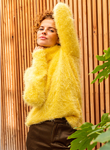 Roll neck fuzzy sweater