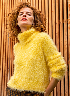 Roll neck fuzzy sweater