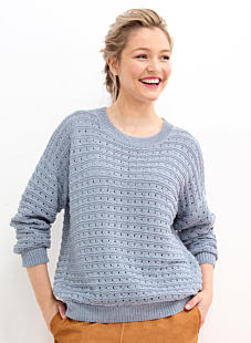 Cotton openwork sweater with long sleeves
