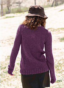Round neck jersey sweater with set-in sleeves
