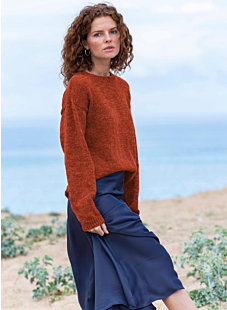 Round neck jersey sweater straight sleeves