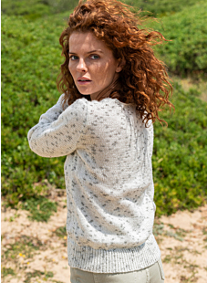 V-neck jersey sweater with set-in sleeves
