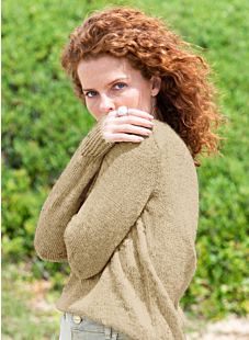 V-neck jersey sweater with set-in sleeves