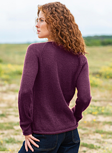 V-neck raglan jersey sweater