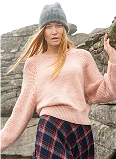 Rib sleeve raglan sweater