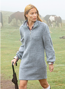 Long sleeve zip collar dress