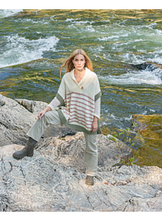 Poncho with shawl collar