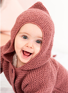 Garter stitch hooded coat Léna