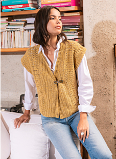 Sleeveless cardigan in crochet Marilou