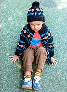 Jacquard fur pompom hat