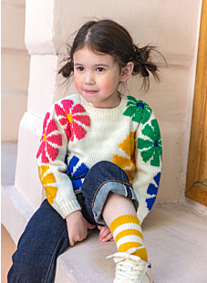 Colorful flower jacquard sweater