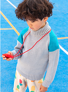 Two-tone raglan turtleneck sweater