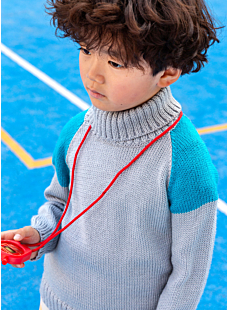 Two-tone raglan turtleneck sweater