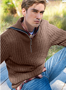 Zipped neck sweater with collar Stephane
