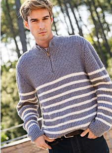 Striped sweater with zipped collar Romeo