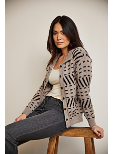 Ingrid polo-neck jacquard cardigan