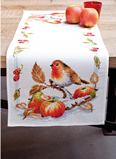 Apples counted cross-stitch table runner kit, 30 x 80 cm