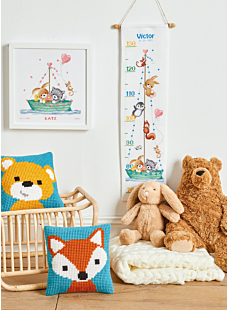 Animal friends counted cross-stitch height chart kit, 18 x 70 cm