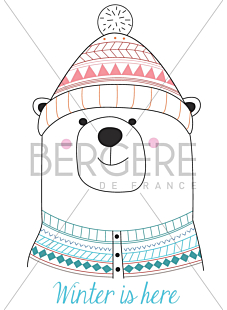 Sheet of customisable Winter bear, 21 x 30 cm, Bergère de France
