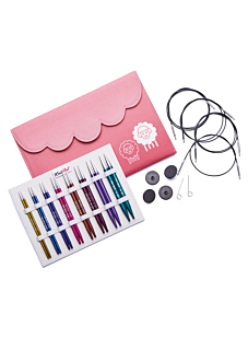 Kit containing 8 pairs of interchangeable metal circular Bergère de France knitting needles