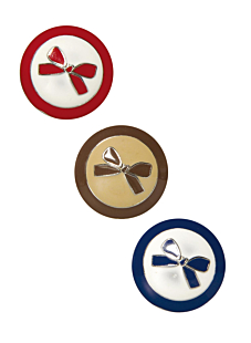 Pack of 6 brown metal lacquered bow design shank buttons Ø 18 mm