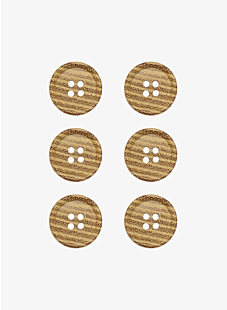 Pack of 6 acacia buttons, Ø 18 mm