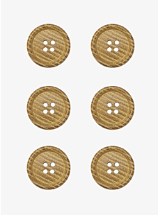 Pack of 6 acacia buttons, Ø 22 mm