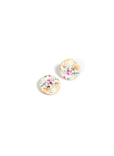 Pack of  5 flower print coconut buttons Ø 18 mm