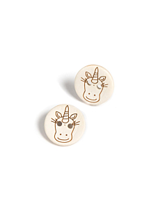 Pack of 6 coconut  Unicorn buttons, Ø 18 mm
