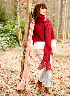 Extra-long, fringed scarf