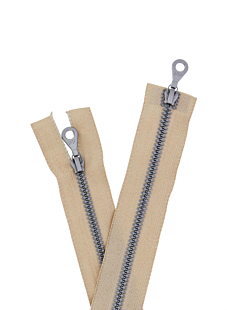 Beige open-end zip with double slider, 56 cm