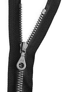 Silver open end zip, 30 cm