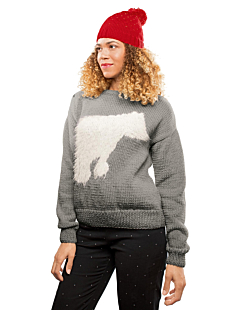 Round neck intarsia sweater