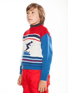 Intarsia round neck sweater