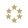 Pack of  6 gold star badges Ø20 mm