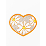 60 mm floral heart patch with silver background