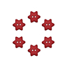 Pack of 6 Star Buttons - 15 mm Diameter rouge