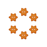 Pack of 6 Star Buttons - 15 mm Diameter orange