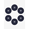 Pack of 6 recycled cotton buttons, Ø 25 mm - marine
