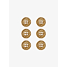 Pack of 6 acacia buttons, Ø 15 mm
