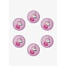 Pack of 6 unicorn buttons, Ø 18 mm Rose