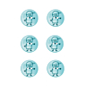 Lot de 6 boutons garçon turquoise Ø 15 mm