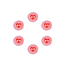 Pack of 6 pink heart print buttons Ø 12 mm