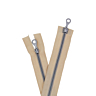 Beige open-end zip with double slider, 56 cm
