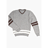 M6350 Pull tricolore homme col petit v Remi en impression papier