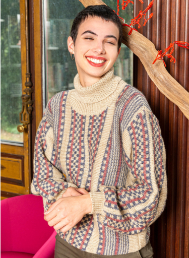 Striped wool intarsia sweater with appliqués clearance