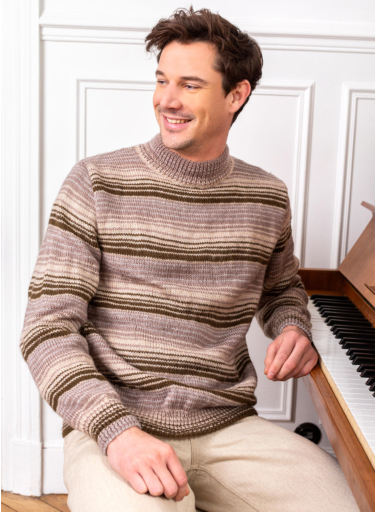 Men's striped crew neck sweater outlet